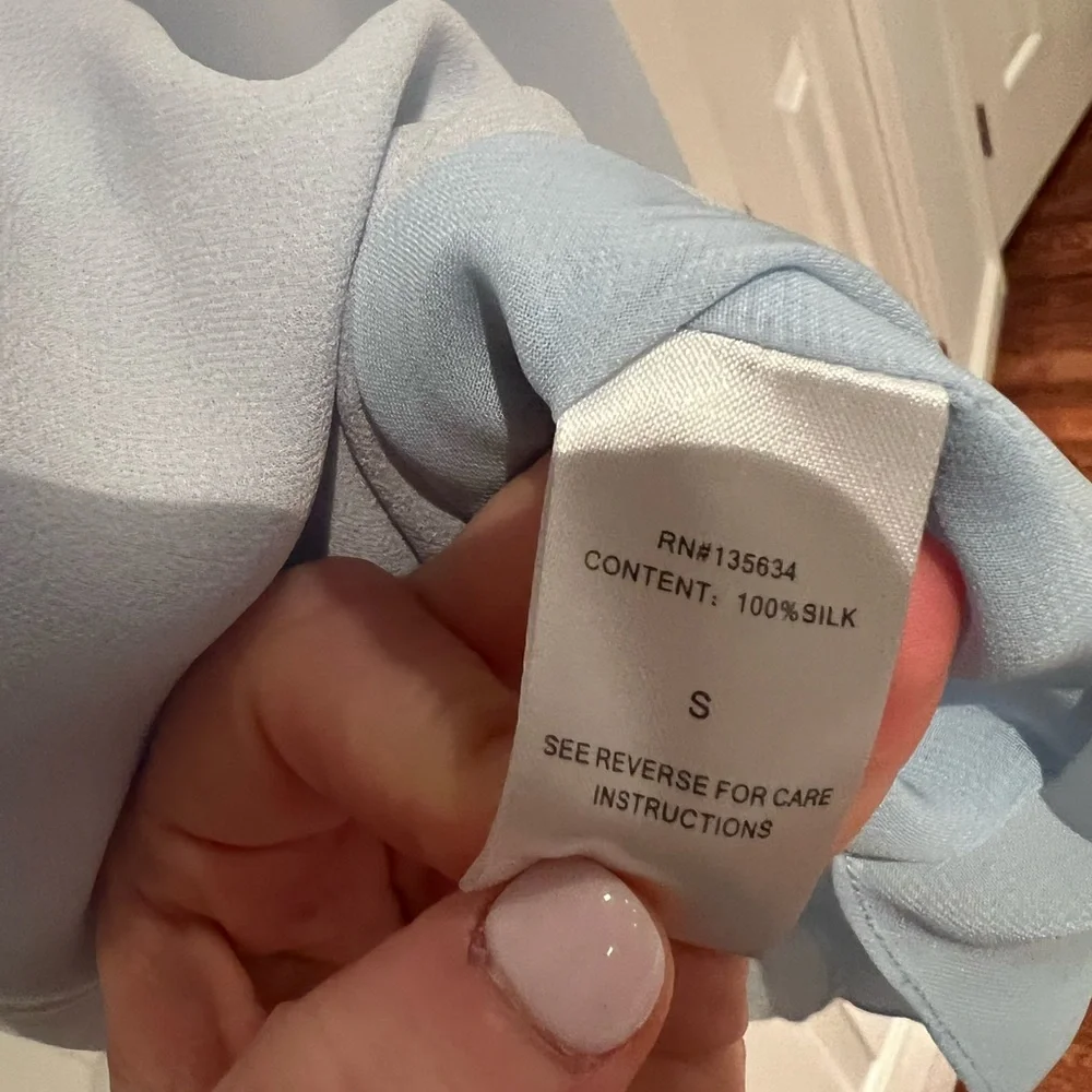 INTERMIX Chelsea Flower Silk Baby Blue Dress - Picture 6 of 7